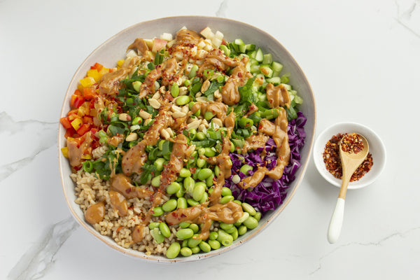 Brown Rice Slaw with Peanut Dressing